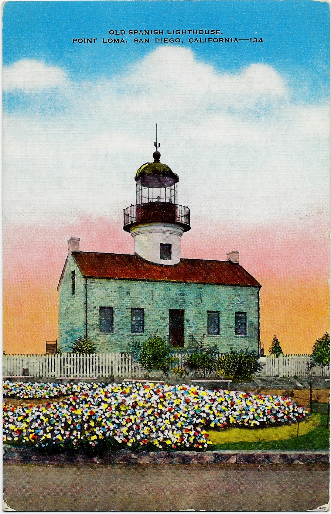 Old Spanish Lighthouse Point Loma San Diego Postcard 134 15431