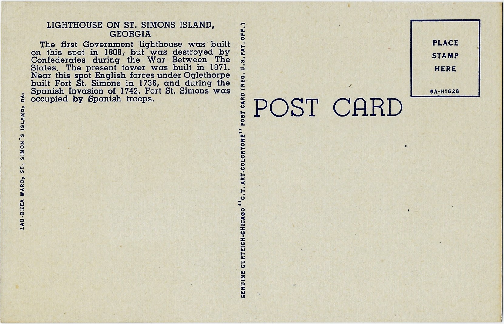 St. Simons Island Lighthouse Georgia Postcard 6A-H1628