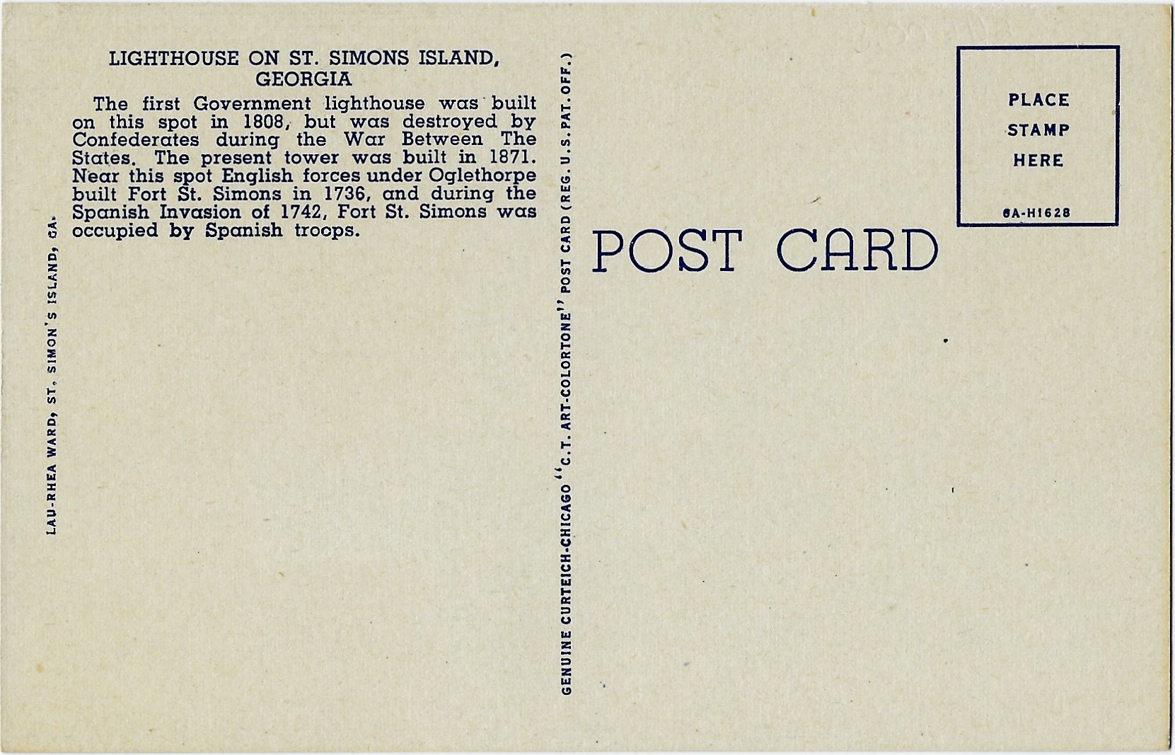 St. Simons Island Lighthouse Georgia Postcard 6A-H1628 - Click Image to Close