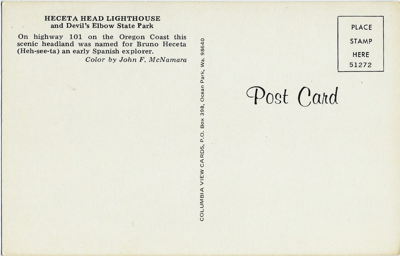 Heceta Head Lighthouse & Devil's Elbow State Park Postcard 51272