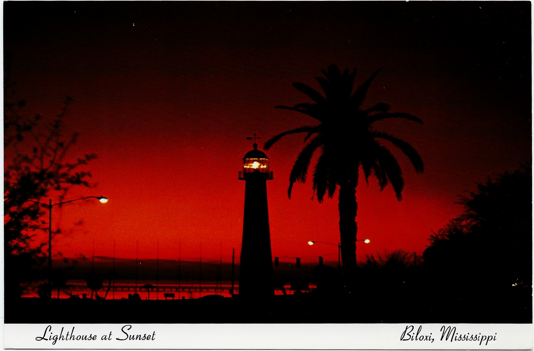 Biloxi Lighthouse at Sunset Postcard OS-1180 (MS)