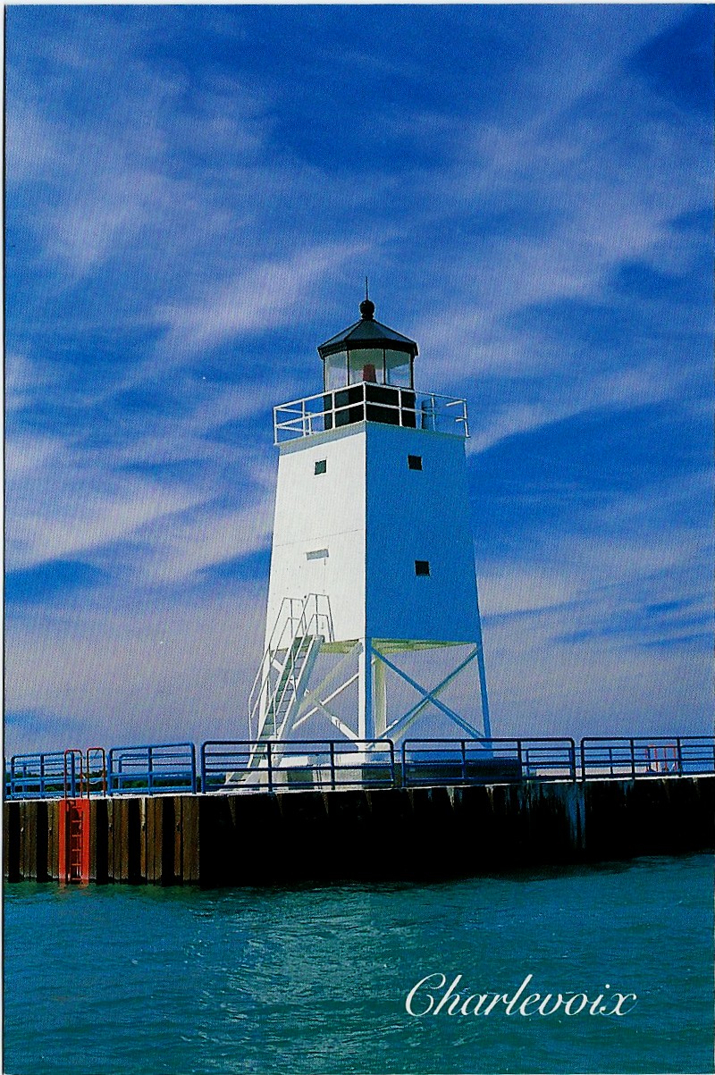 Charlevoix South Pier Lighthouse Charlevoix, Michigan Postcard 5