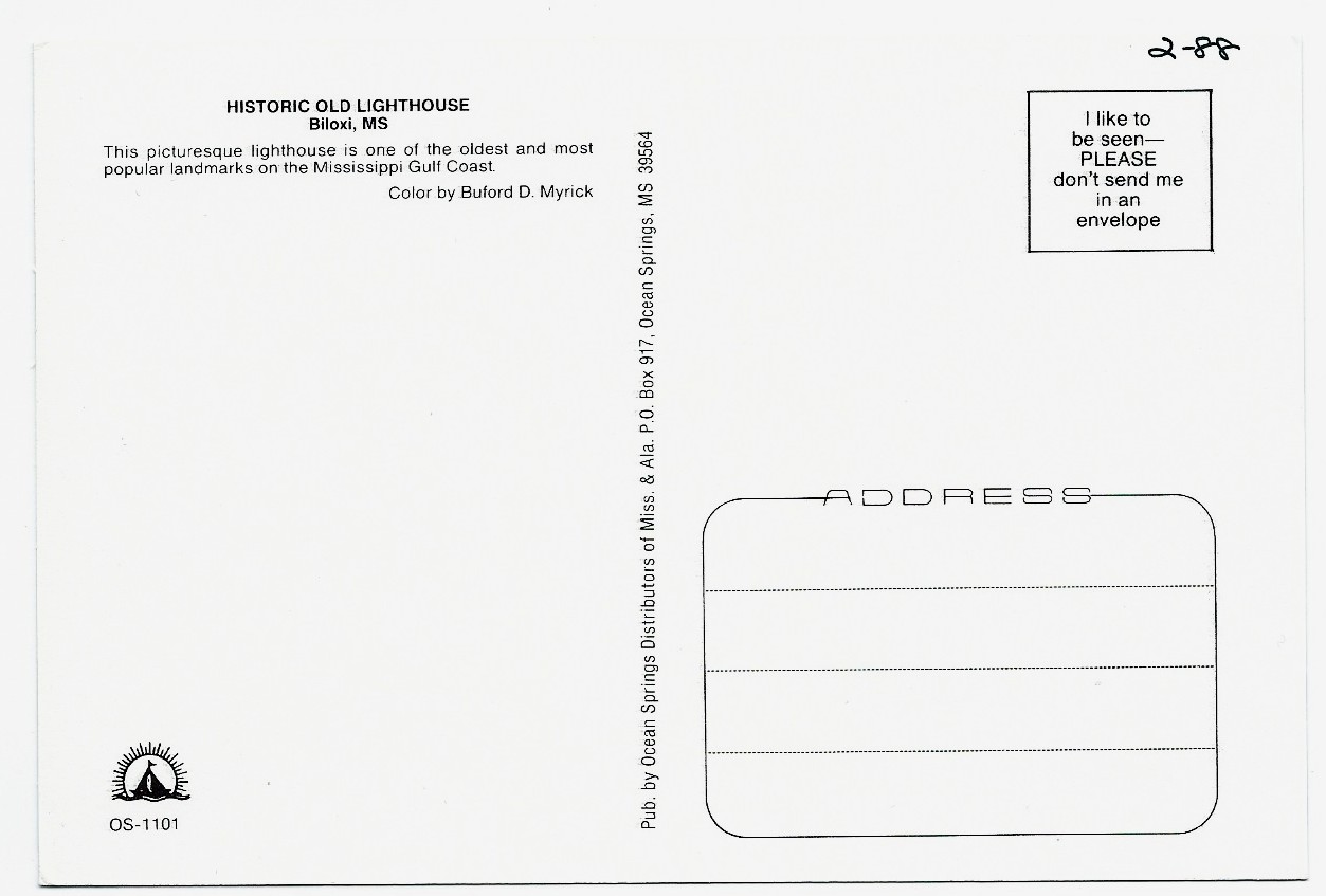 Lighthouse Biloxi Mississippi Postcard OS-1101 (MS) *