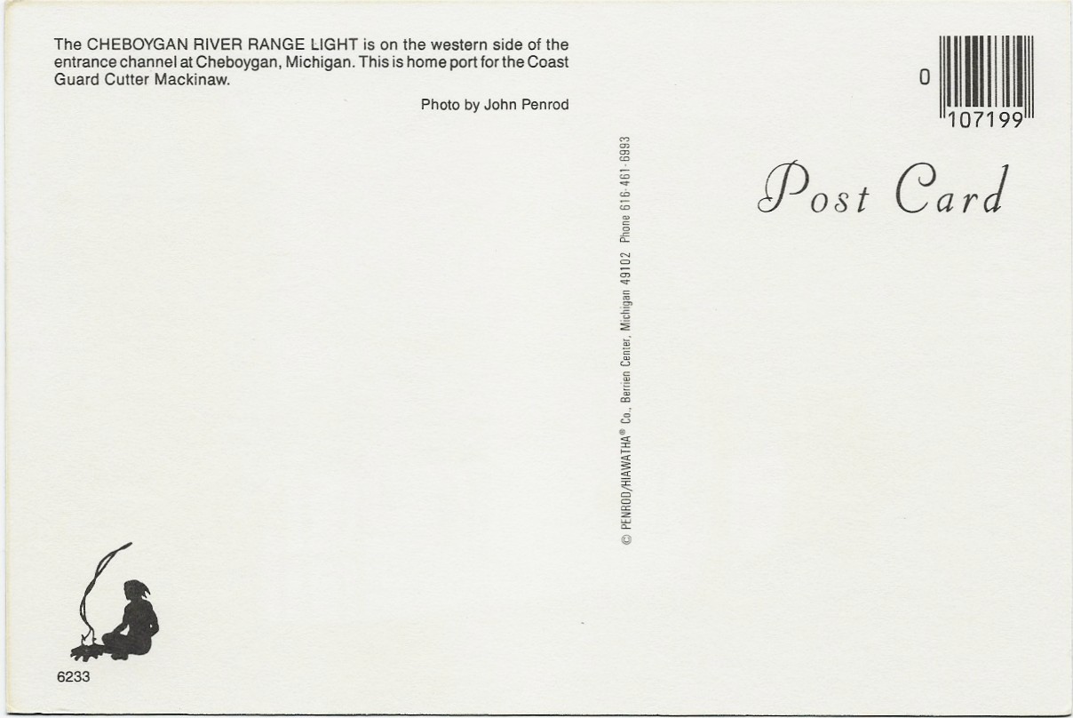 Cheboygan River Range Light Postcard 6233 (MI) - Click Image to Close