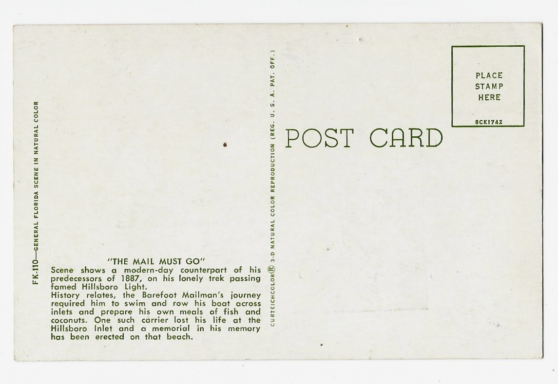 Florida's Barefoot Mailman Hillsboro Light FK-110 & 8CK1742