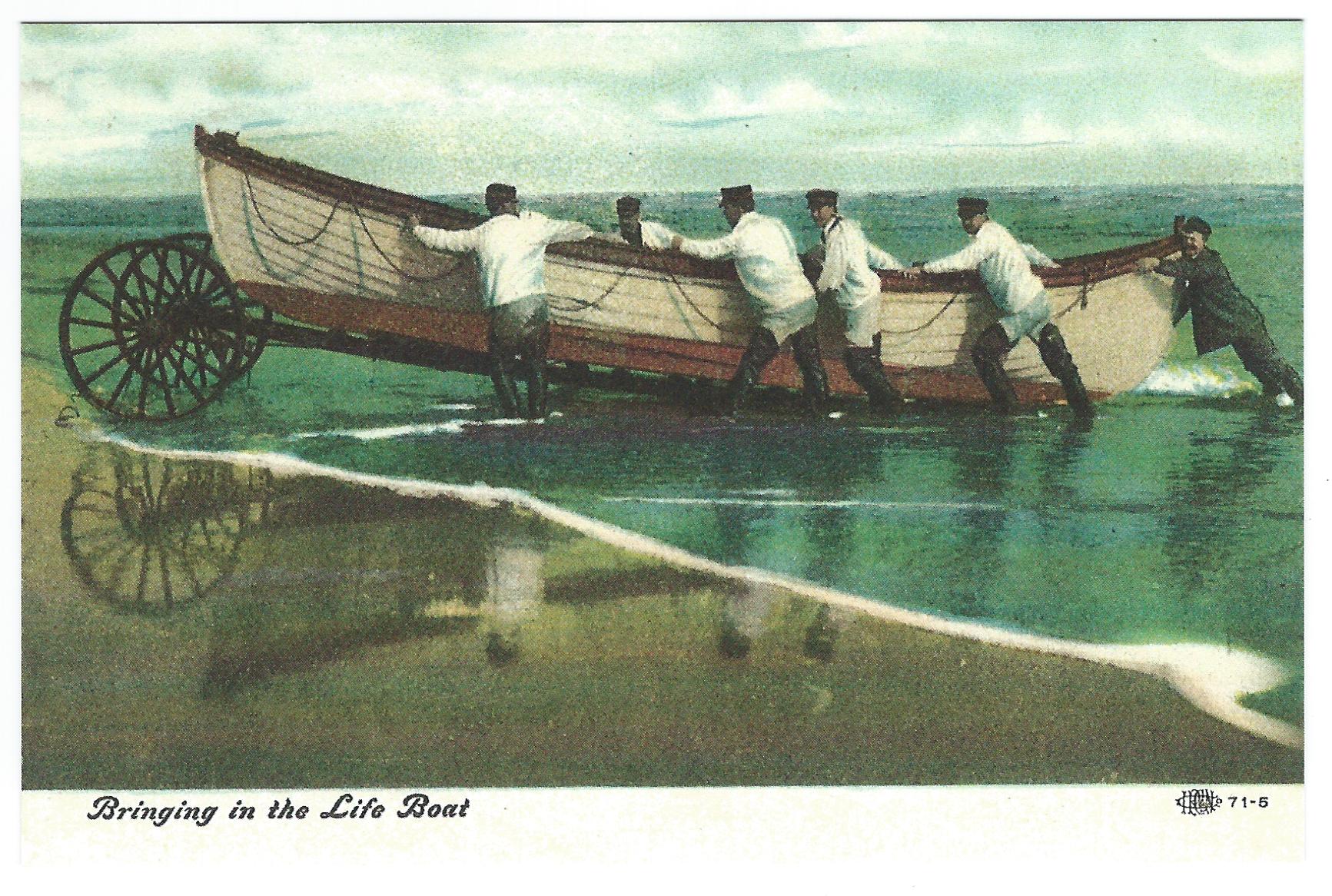 US Life Saving Service: Bringing In the Lifeboat Postcard