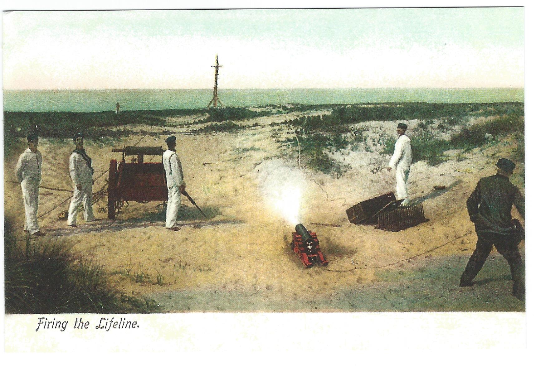 US Life Saving Service: Firing the Lifeline Postcard