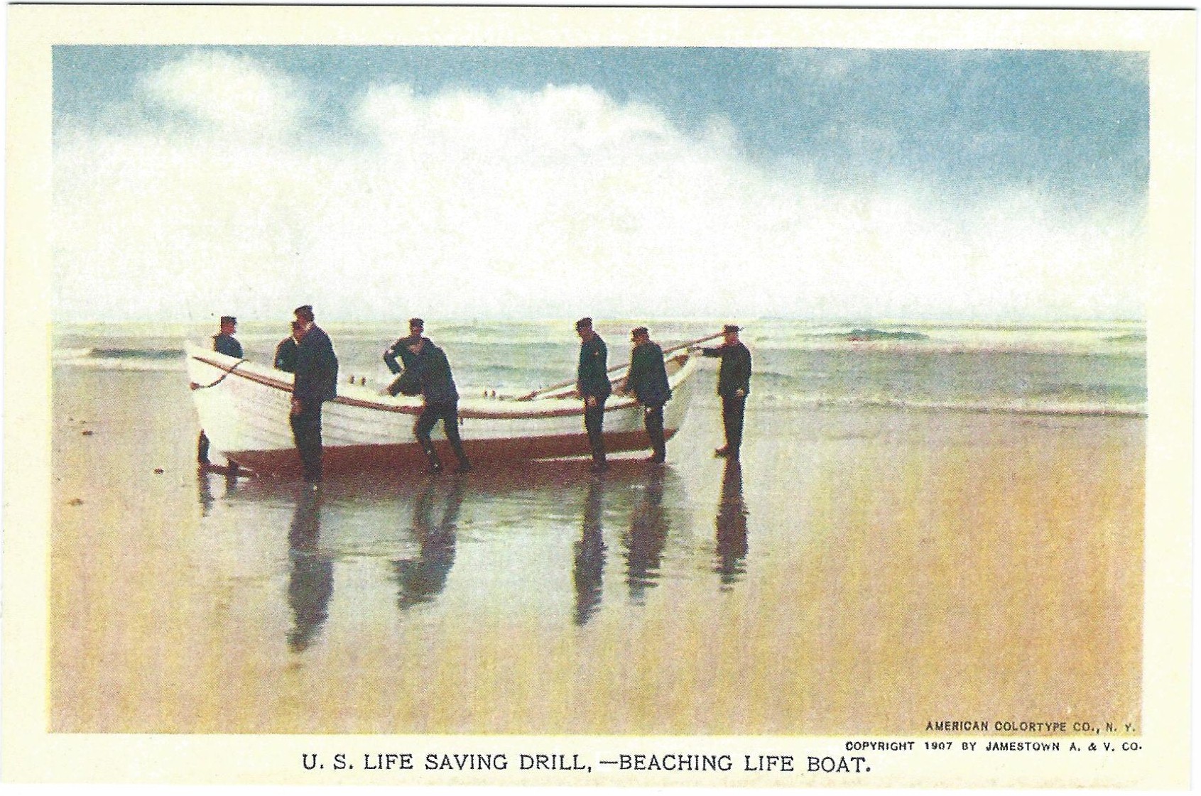 US Life Saving Service: Beaching Life Boat Postcard - Click Image to Close