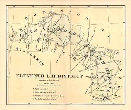 Lighthouse District Map; Eleventh District ca.1890 - Click Image to Close