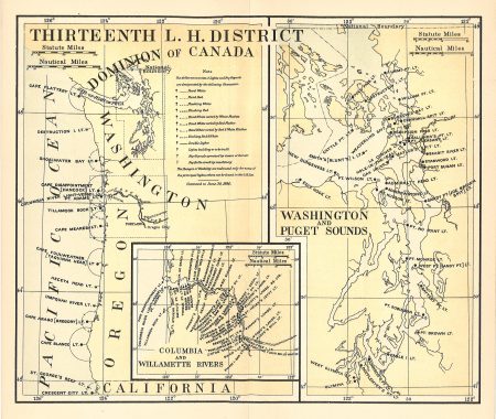 Lighthouse District Map; Thirteenth District, ca.1890 - Click Image to Close