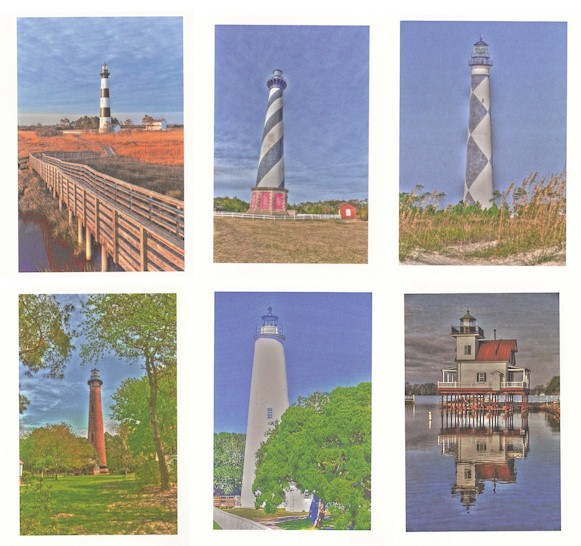 Assorted North Carolina Lighthouse Note Cards, Set of 6
