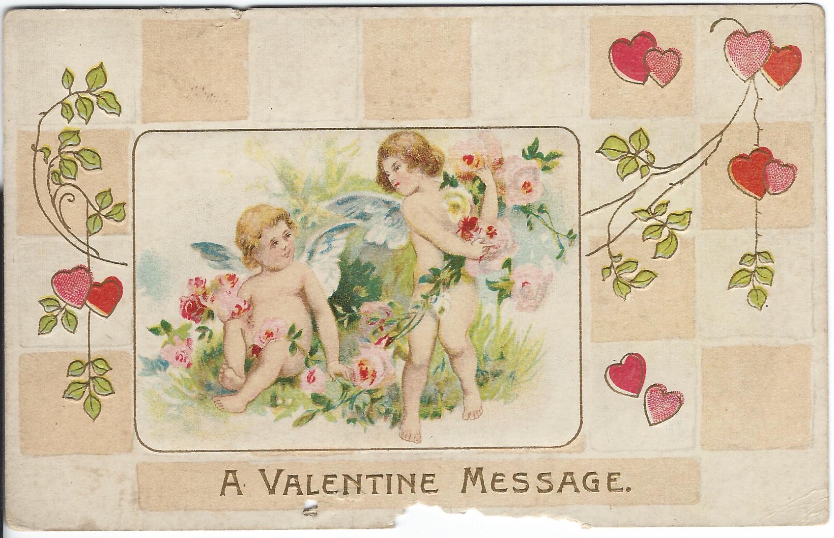 A VALENTINE MESSAGE POSTCARD HEARTS VALENTINE SERIES # 301-A A VALENTINE MESSAGE POSTCARD HEARTS VALENTINE SERIES # 301-A
