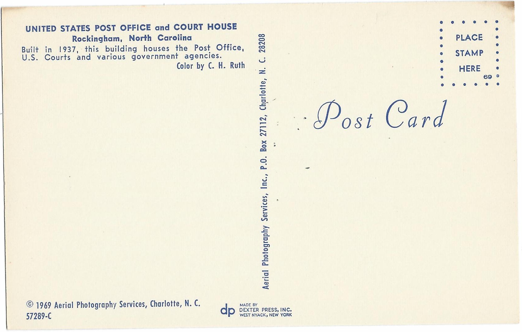 United States Post Office and Court House Rockingham, (NC) - Click Image to Close