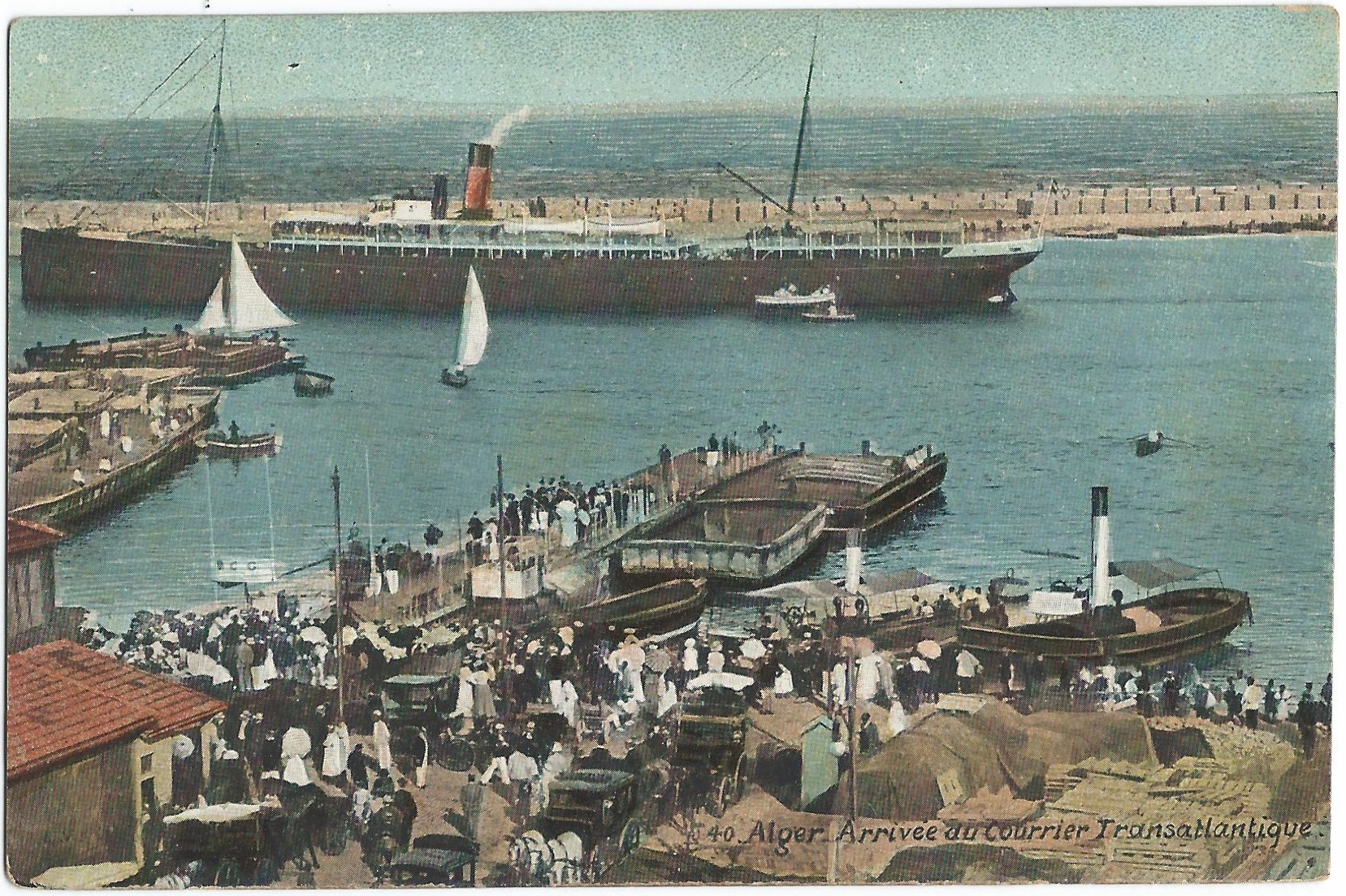 POSTCARD ALGER ARRIVEE AU COURRIER TRANSATLANTIQUE SHIPS HARBOR POSTCARD ALGER ARRIVEE AU COURRIER TRANSATLANTIQUE SHIPS HARBOR
