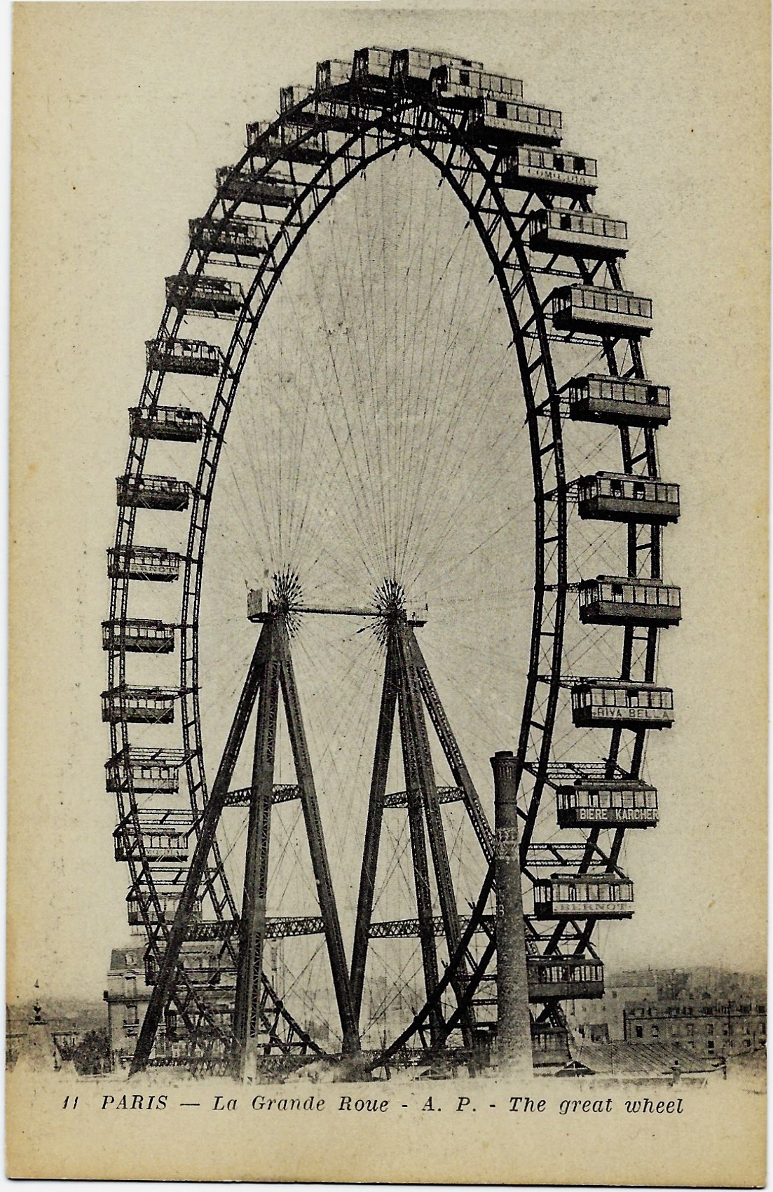 Paris - La Grande Roue - A.P. - The Great Wheel Postcard 11 - Click Image to Close