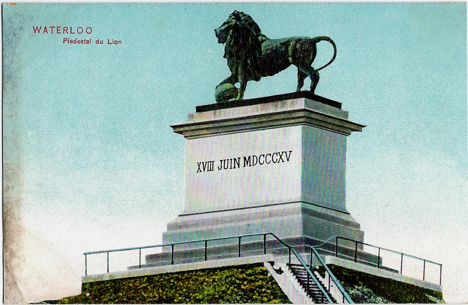 Waterloo Lion's Mound Piedestal du Lion 1817 Postcard 53229