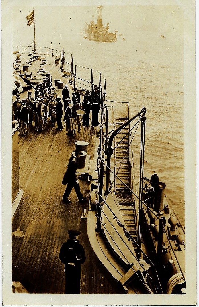 United States Navy Ships at Sea Crew on Deck RPPC