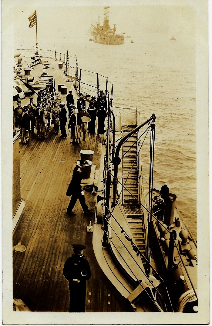 United States Navy Ships at Sea Crew on Deck RPPC - Click Image to Close