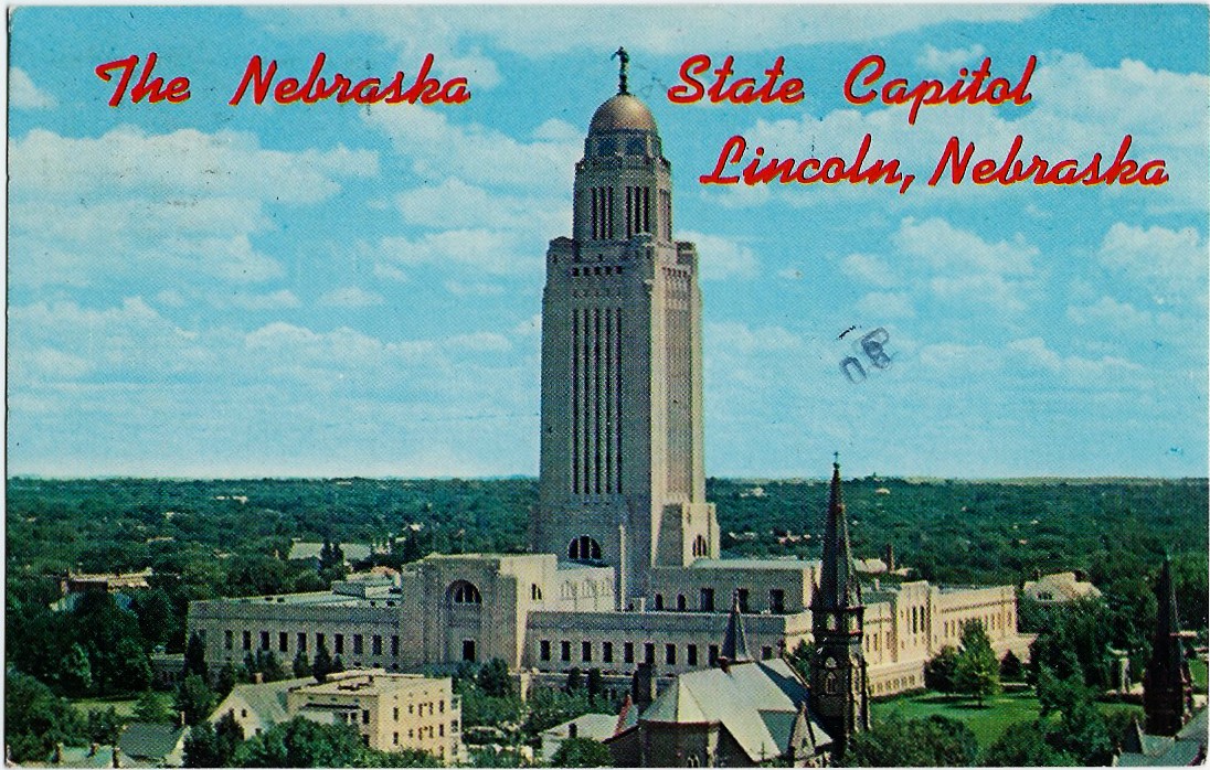THE NEBRASKA STATE CAPITOL LINCOLN Postcard Postmark 1983