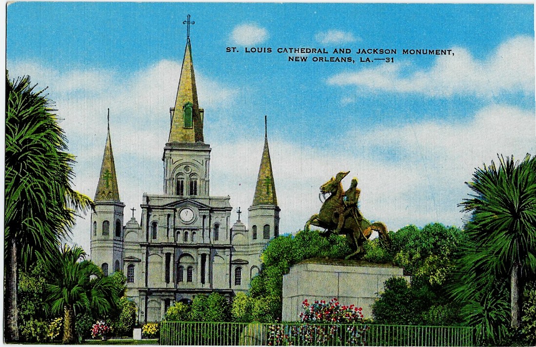 St. Louis Cathedral and Jackson Monument New Orleans 12947 - Click Image to Close