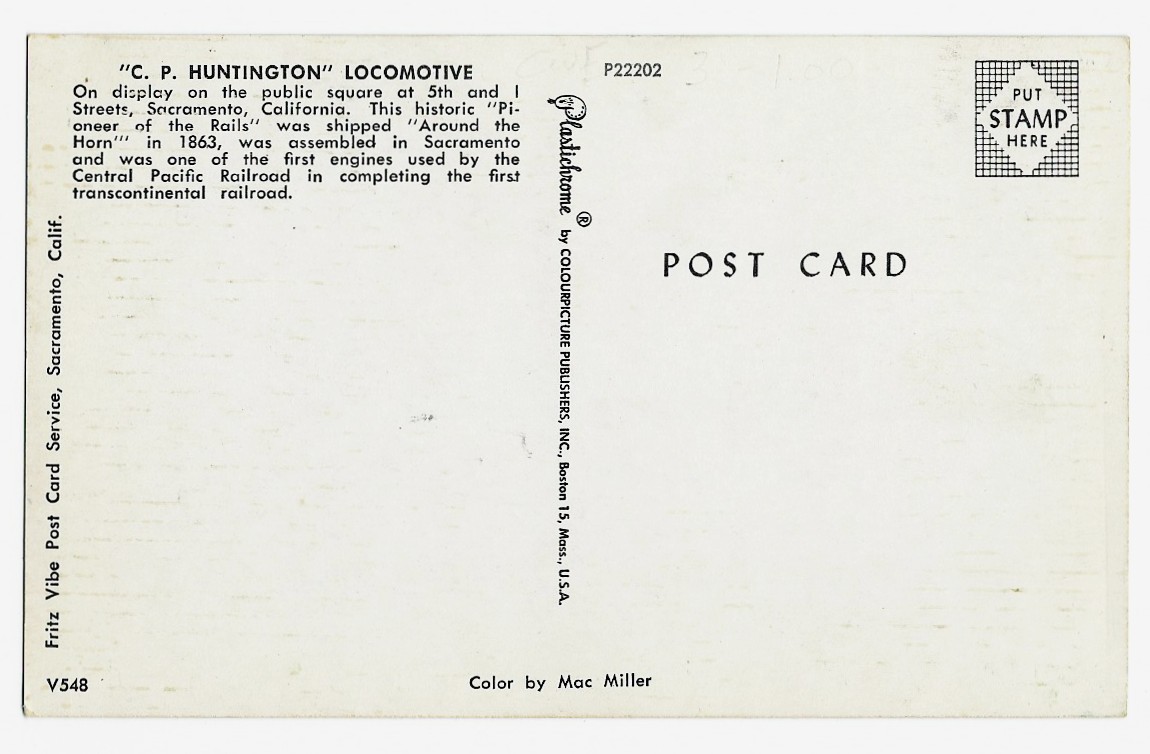 C.P. Huntington Locomotive Postcard P22202 V548 - Click Image to Close