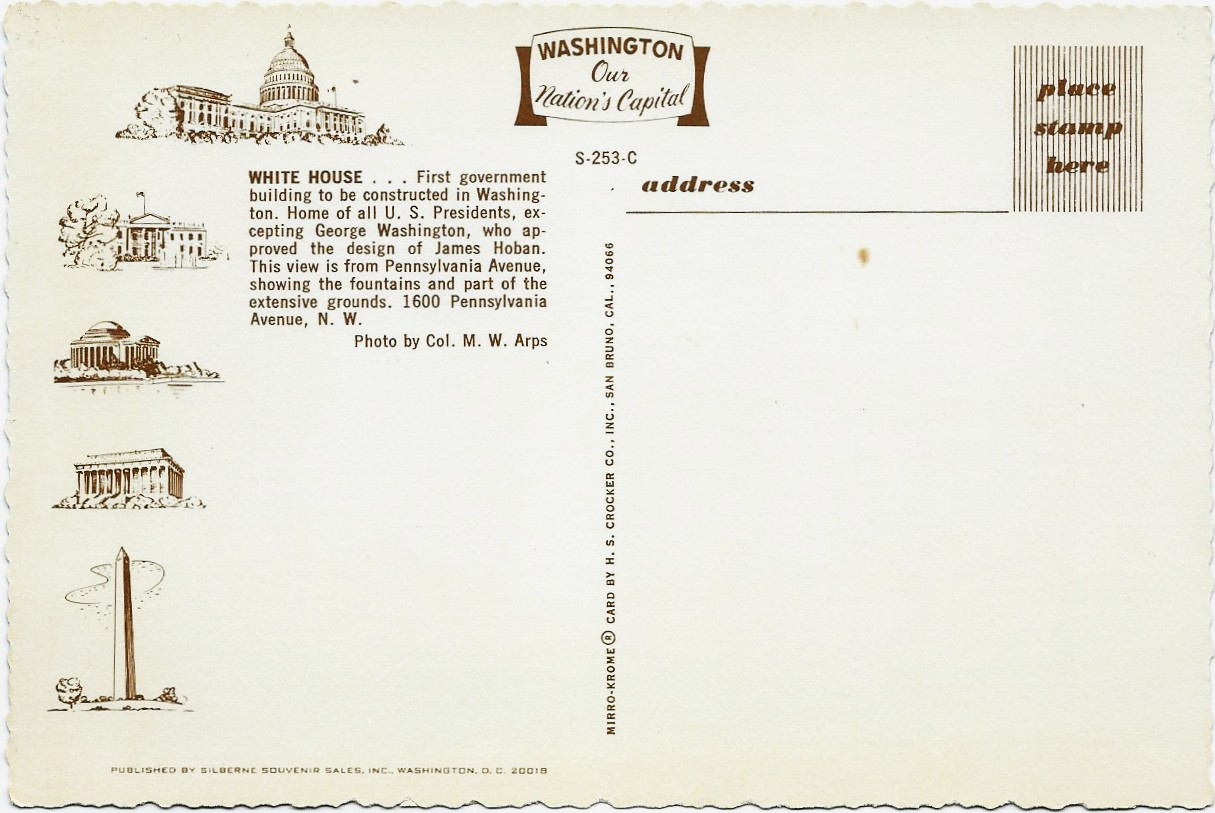 The White House Washington DC Postcard S-253-C