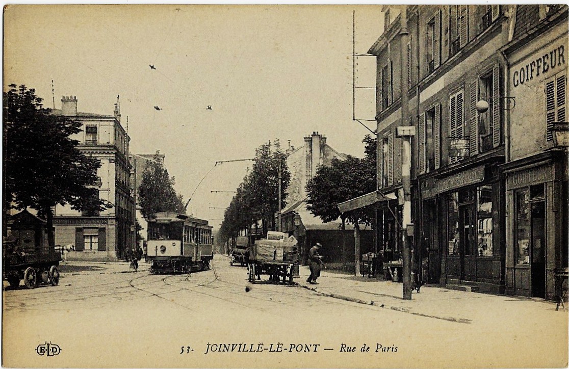 Street Car Horse & Wagon Joinville-Le-Pont - Rue de Paris - Click Image to Close