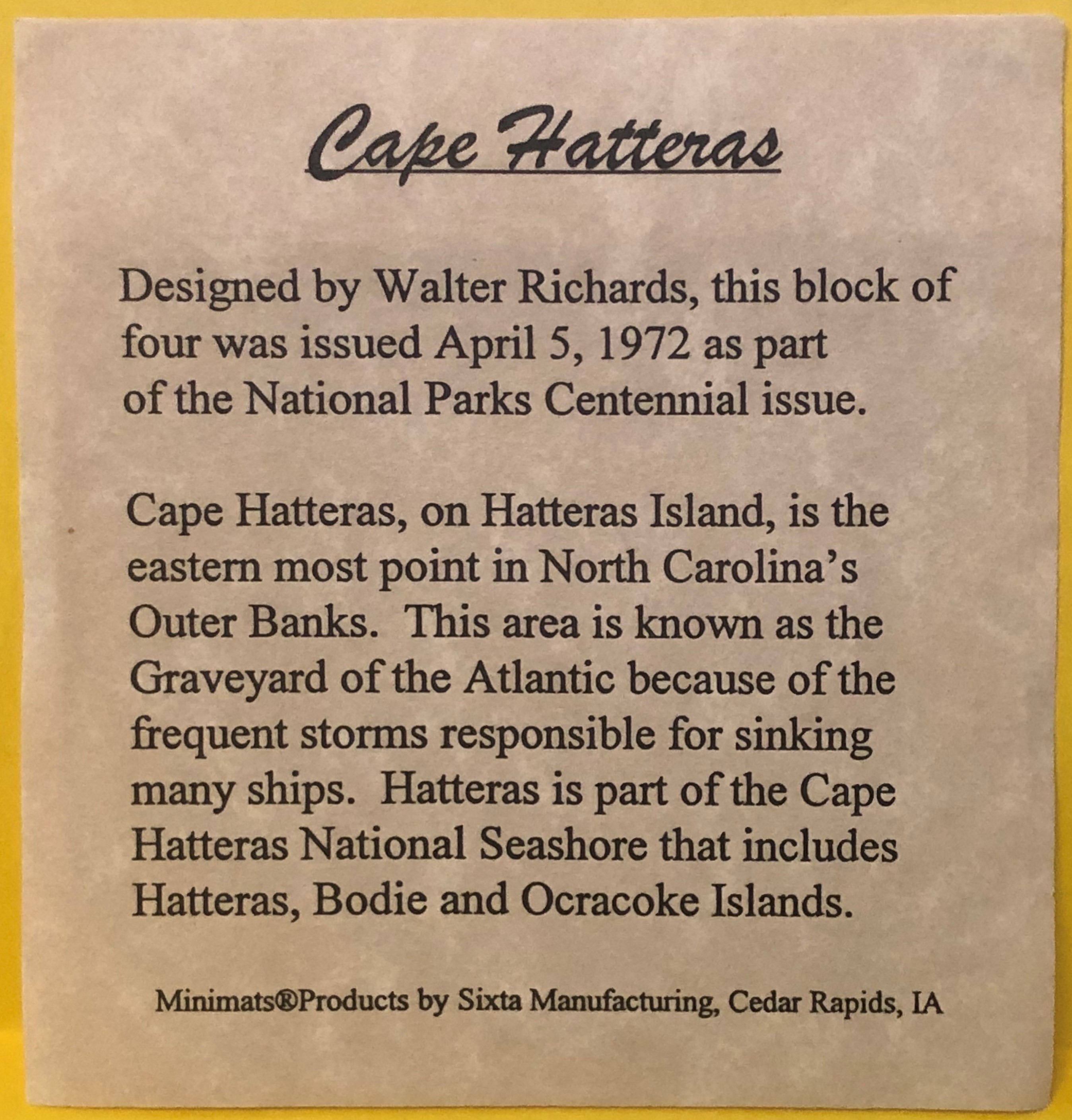 Cape Hatteras National Seashore Block of 4 Scott 1451a Matted