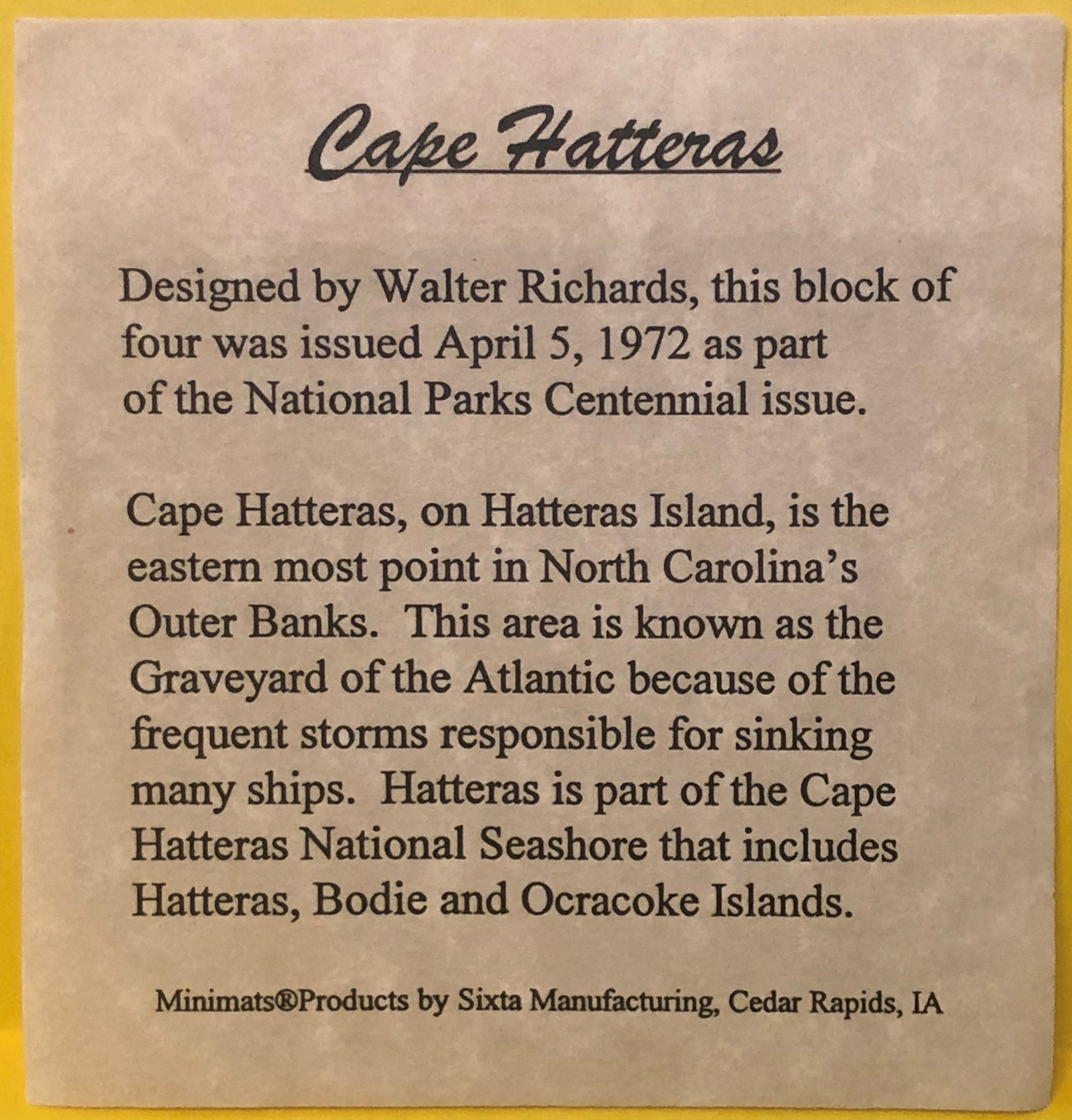 Cape Hatteras National Seashore Block of 4 Scott 1451a Matted - Click Image to Close