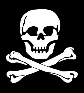 Sticker - Skull & Crossbones - White - Click Image to Close