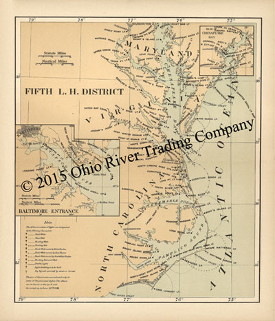 Lighthouse District Map, Fifth District, ca 1891-1900