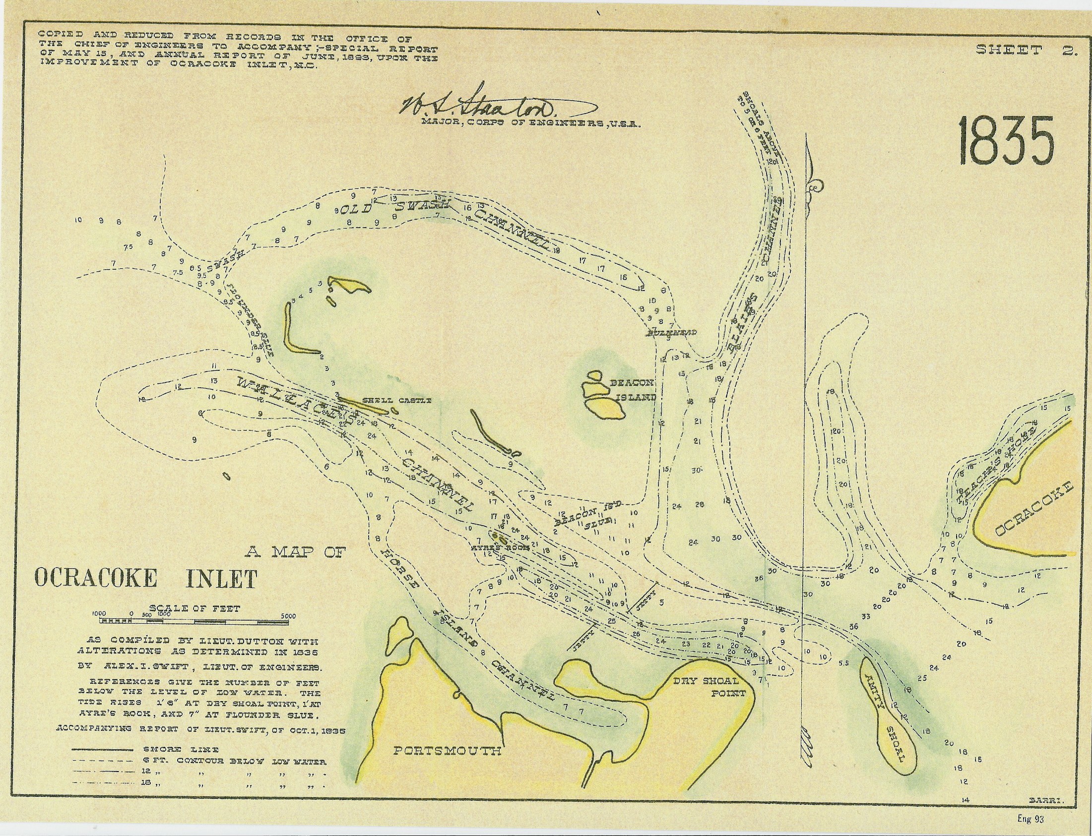 Ocracoke Inlet Map 1835 - Click Image to Close