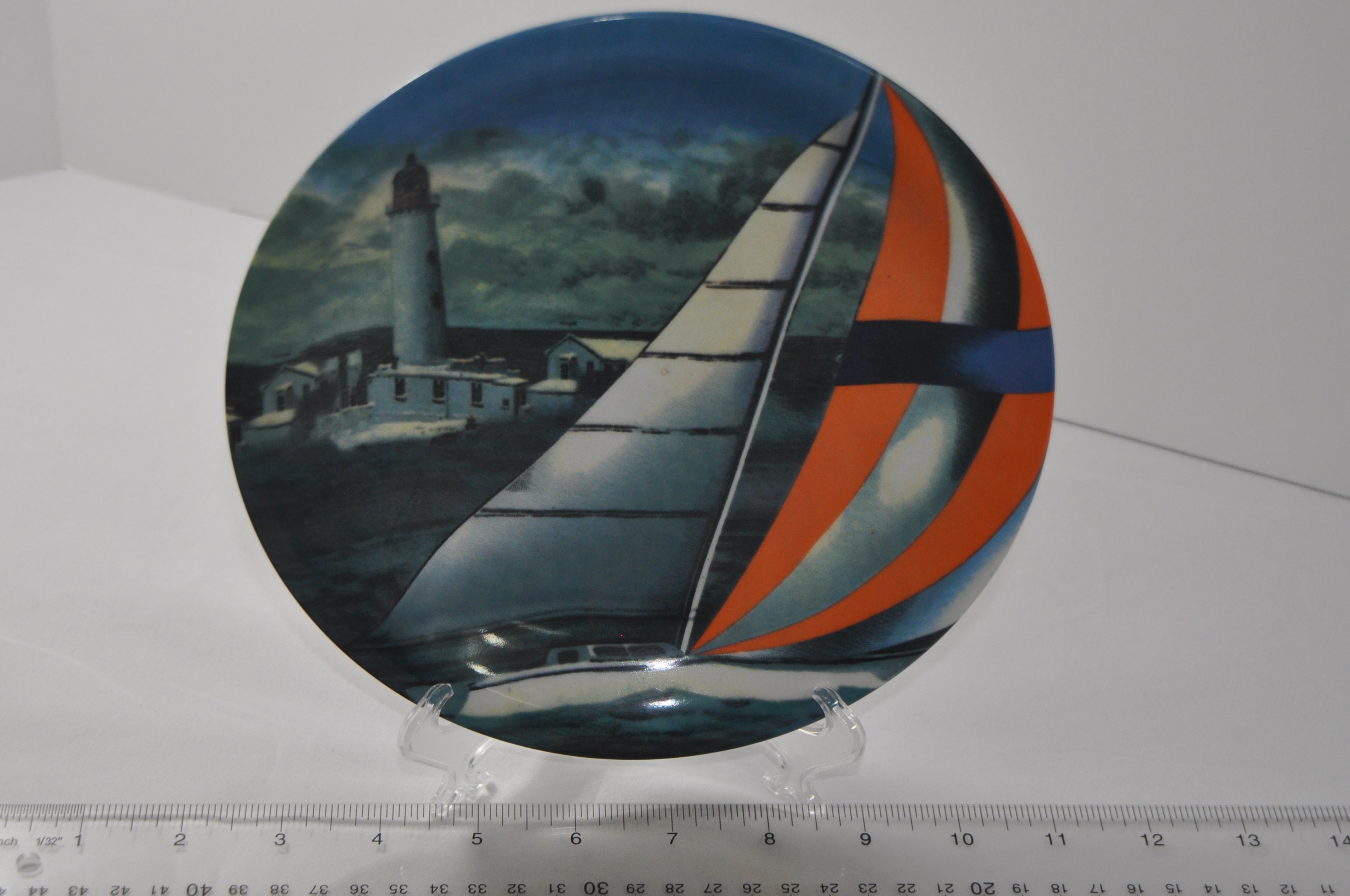 Lighthouse Sailboat Collector's Plate 8-Inch Diameter - Click Image to Close