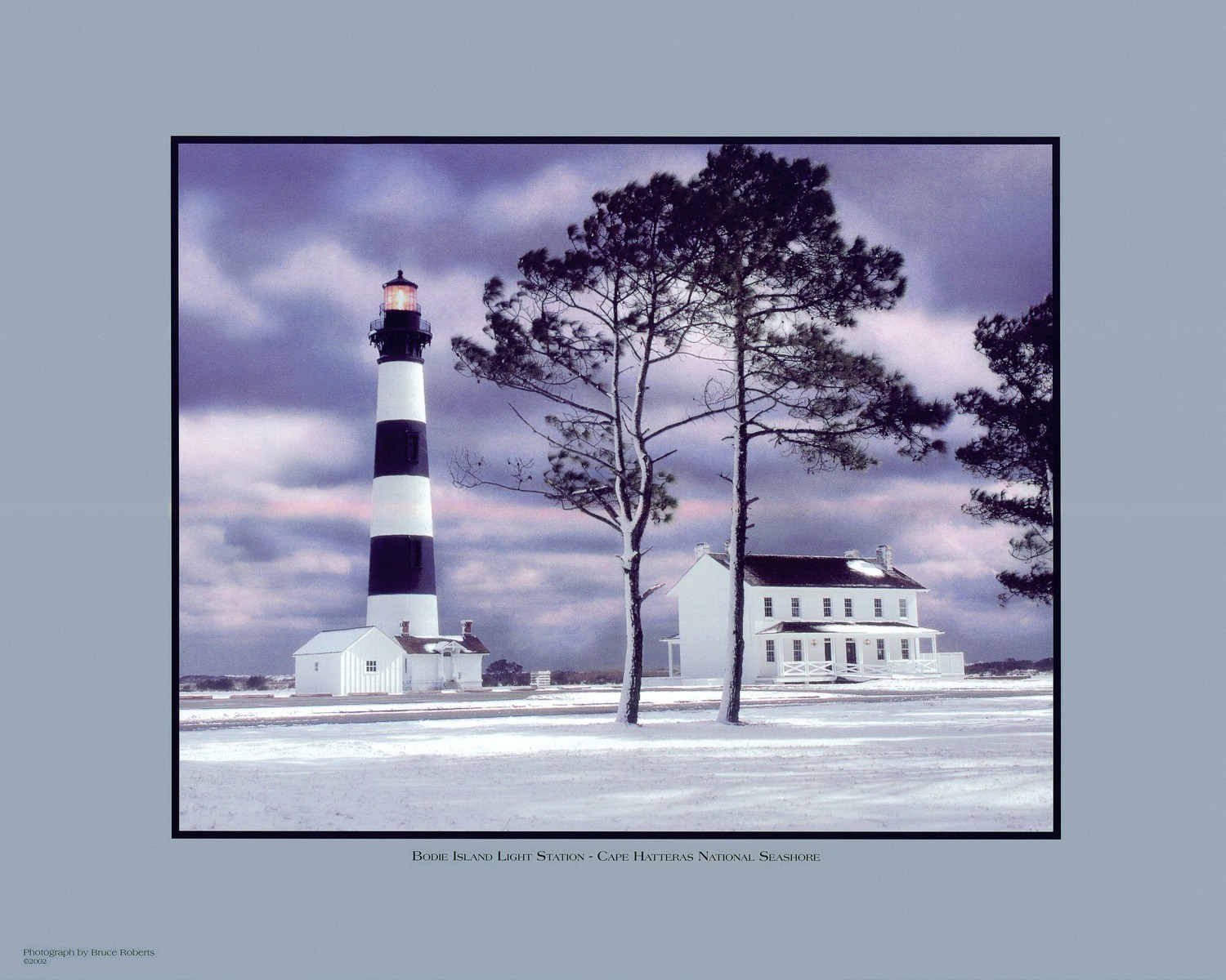 Bodie Island Lighthouse in the Snow Poster - Click Image to Close