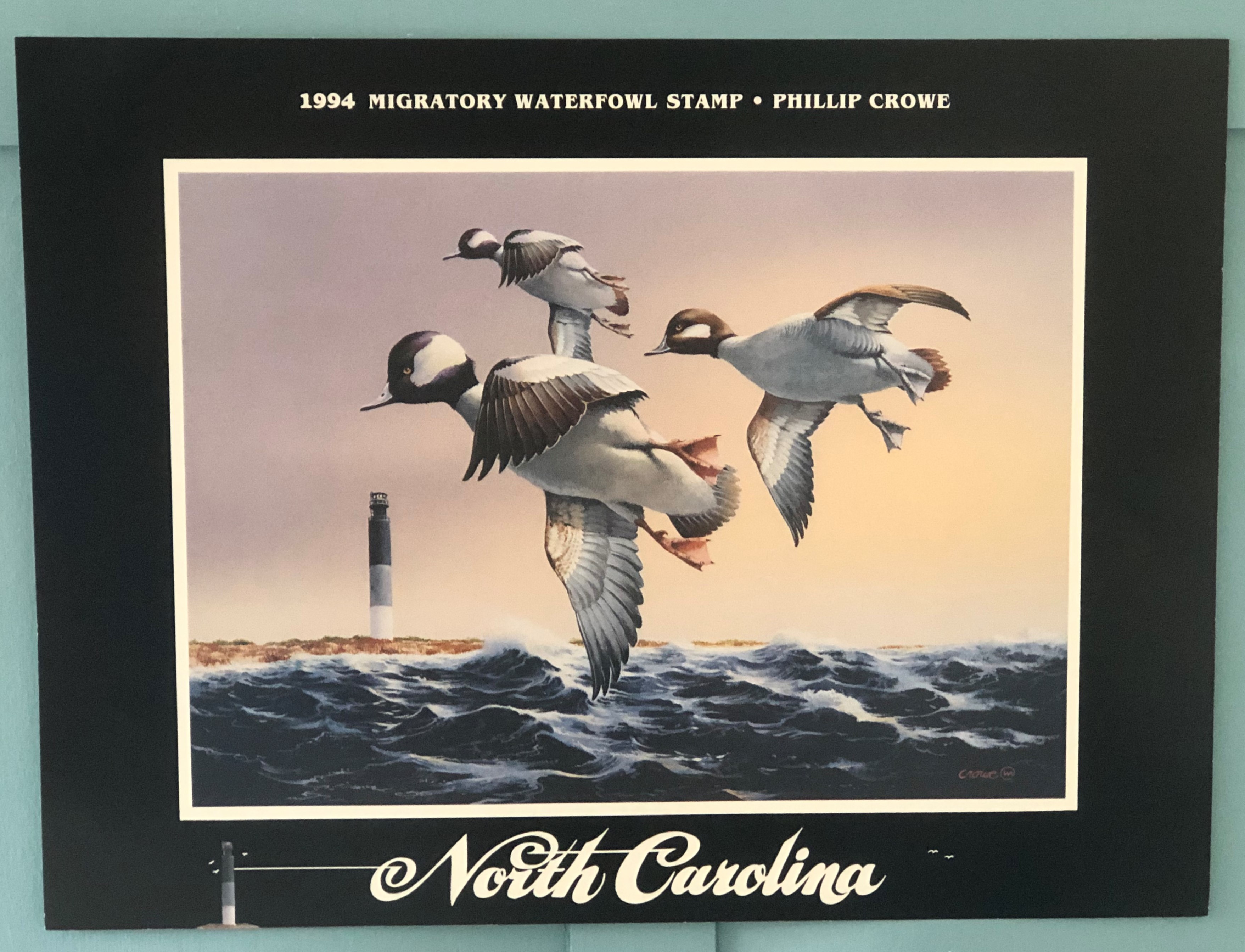 1994 Migratory Waterfowl Stamp Bufflehead Oak Island Lighthouse - Click Image to Close